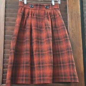 Zara Red and Black Plaid A-Line Skirt